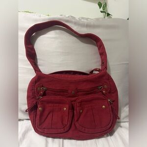 Y2K Red Canvas Shoulder Bag